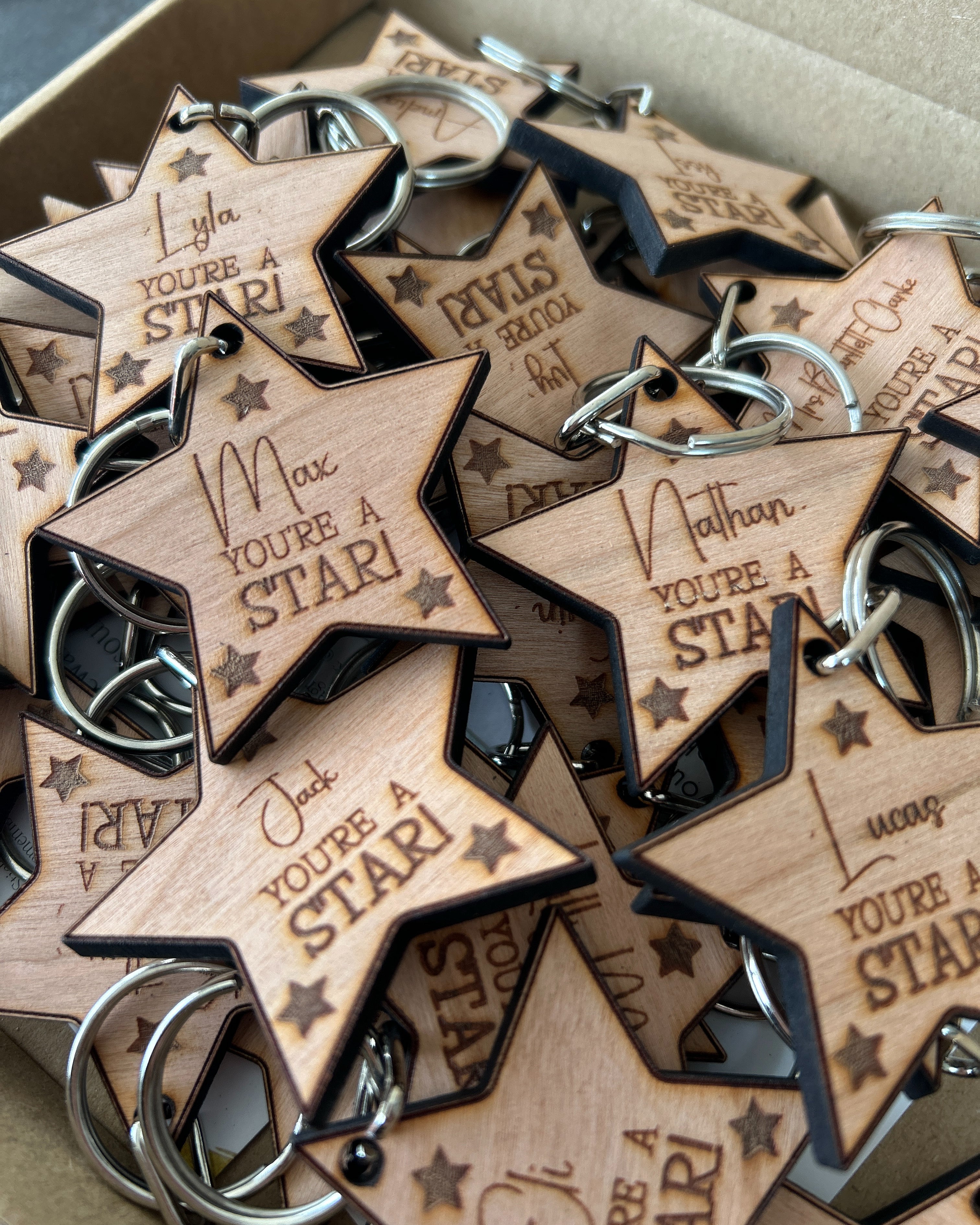 Wooden You're a star keyring