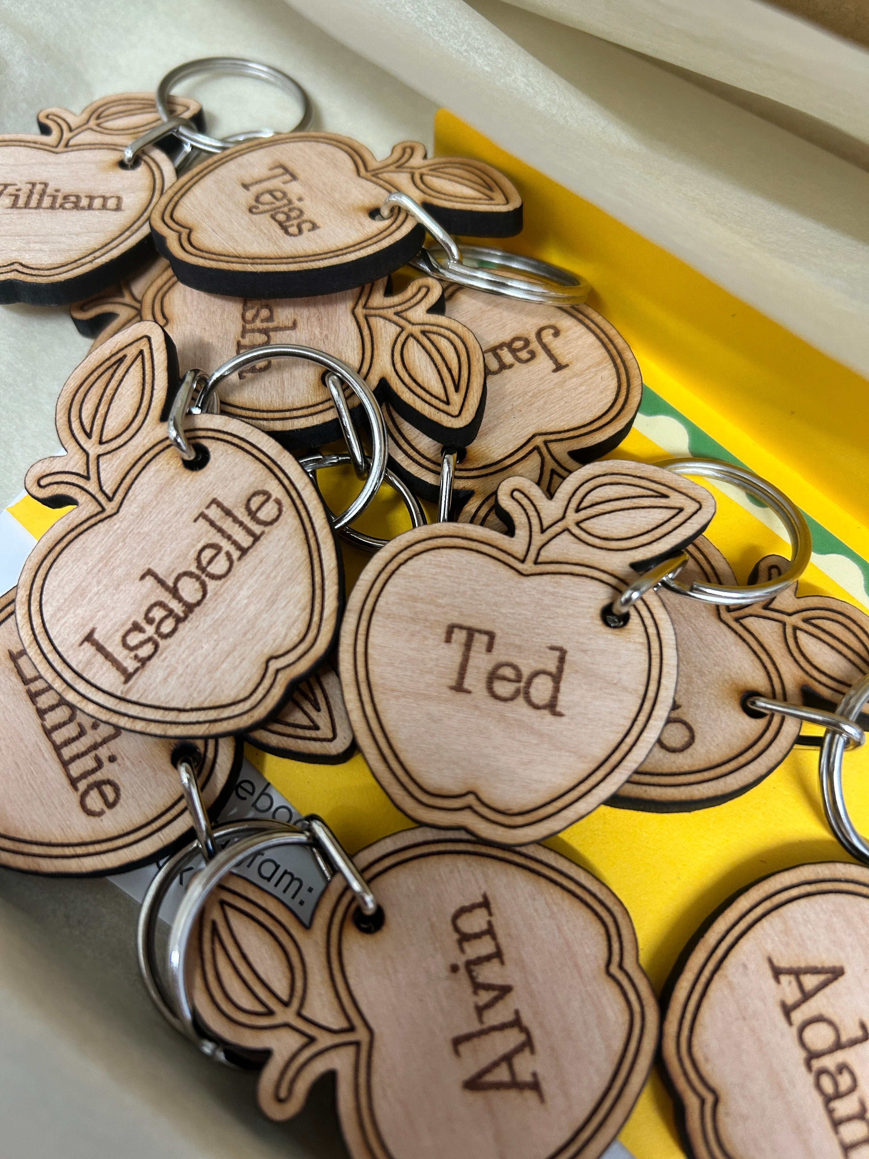 Wooden Apple Keyring