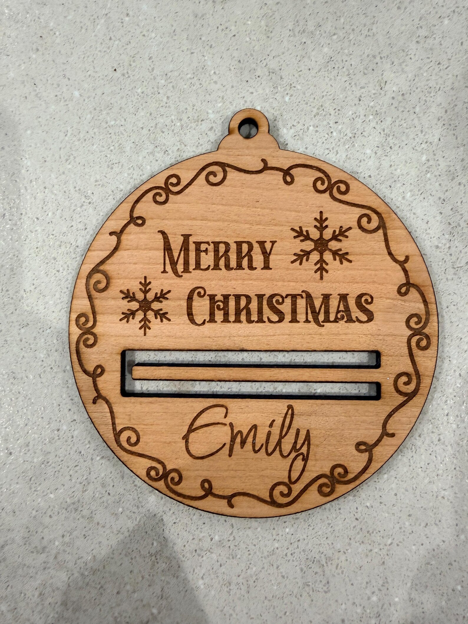 Personalised Christmas Bauble Money Holder Decoration | Custom Name Wooden Xmas Ornament | Cash Gift Christmas Keepsake