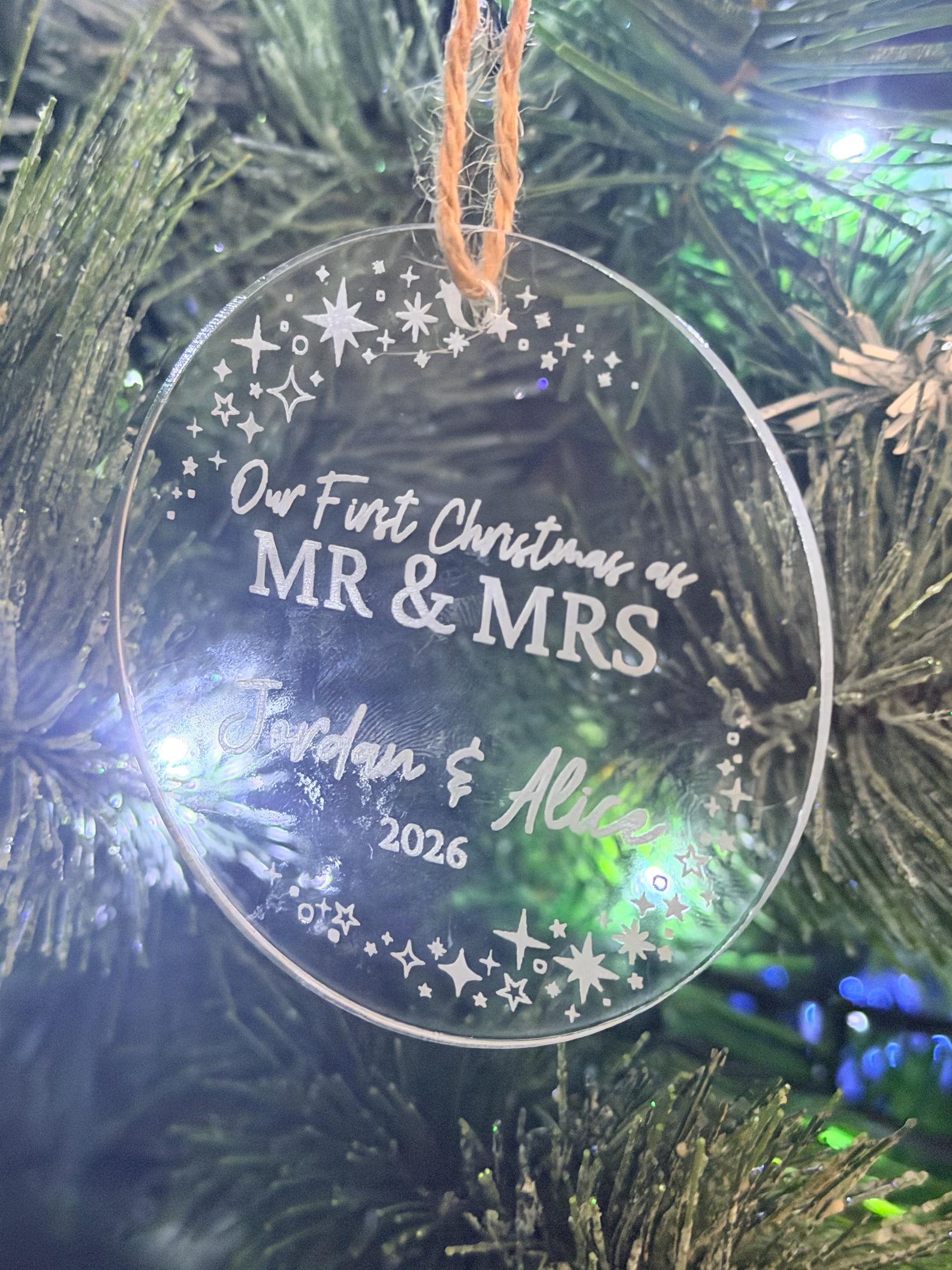 Our First Christmas as Mr & Mrs Ornament | Personalised Wedding Christmas Bauble | Custom Acrylic Keepsake | Newlywed Gift 2026