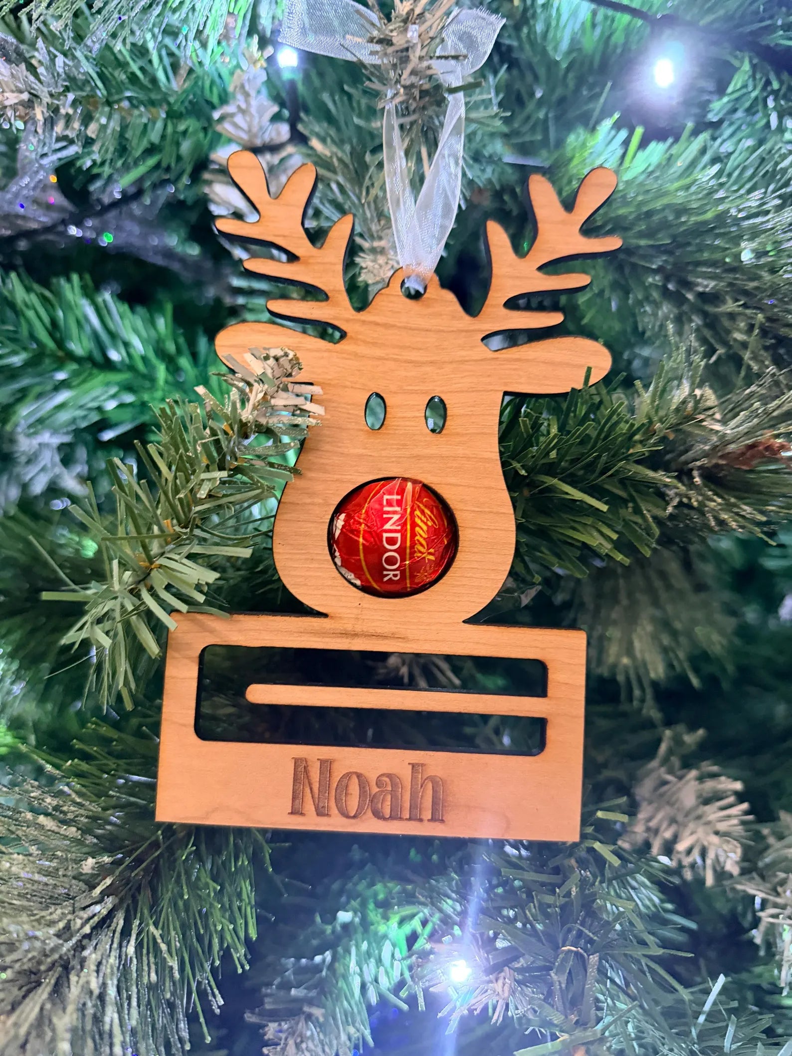 Reindeer money ornament