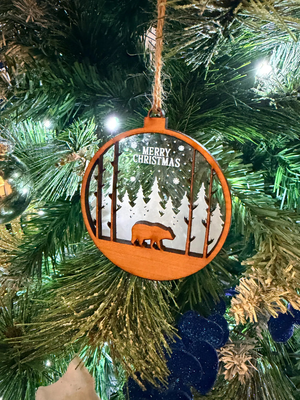 Charming Layered Bear Christmas Bauble – Personalised Xmas Tree Decoration Set of 4