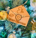 Personalised Wooden Christmas Envelope – Money or Gift Card Holder Bauble – Custom Tree Hanging Cash Gift