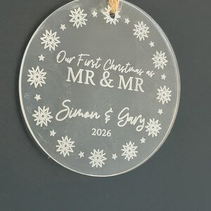Our First Christmas as Mr & Mrs Ornament | Personalised Wedding Christmas Bauble | Custom Acrylic Keepsake | Newlywed Gift 2026