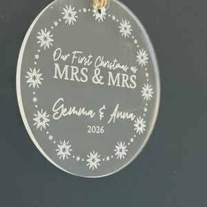 Our First Christmas as Mr & Mrs Ornament | Personalised Wedding Christmas Bauble | Custom Acrylic Keepsake | Newlywed Gift 2026